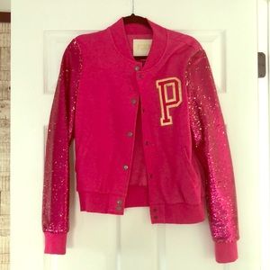 Victoria secret sequin letter zip up